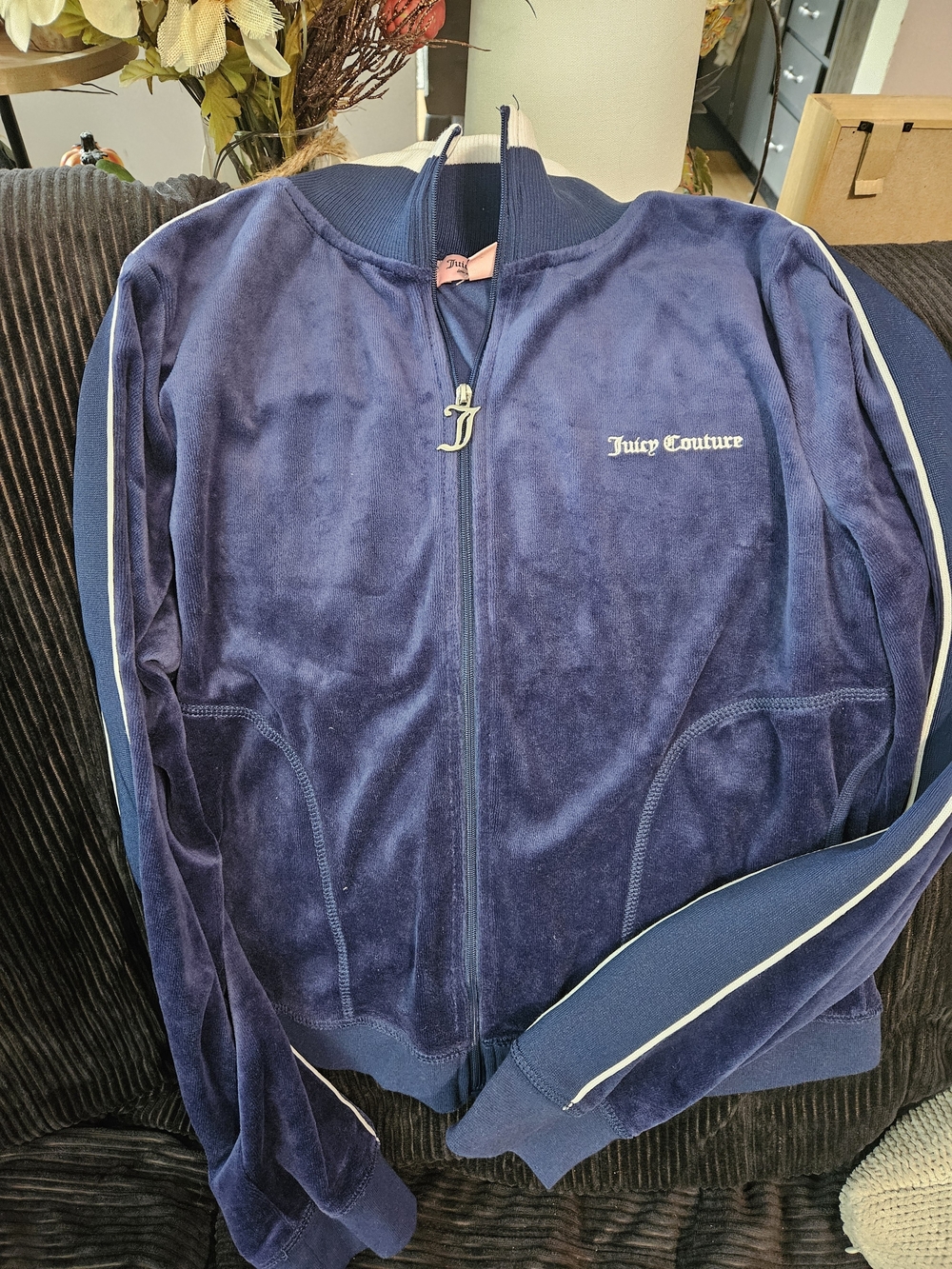 Juicy Couture Women's Navy Velour Track Jacket